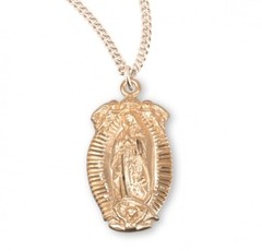 16kt Plated Sterling Silver Our Lady of Guadalupe Pendant Medal Necklace
