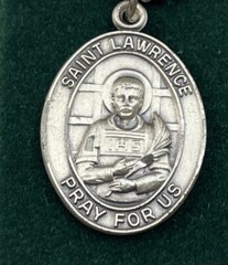 Saint Lawrence Sterling Silver Pendant Stainless Steel Chain Pray For Us New