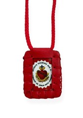 Detente Corazon Jesus esta Conmigo Red Corded Necklace Scapular Escapulario Rojo