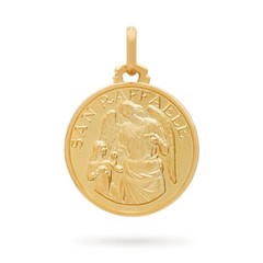 St Saint Raphael the Archangel 18k Gold Medal Pendant Religious Blessed By Pope