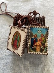 Virgin Mary/Holy Family Brown Scapulars Necklace Virgen De Guadalupe Escapulari