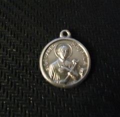 Vintage silver plated St. Gerard pendant holy charm metal