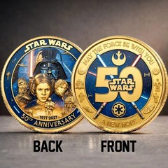 Star Wars 50th Anniversary Coin A New Hope 1977-2027 Gold Challenge Coin Vader