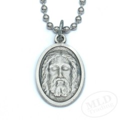 Holy Face Of Jesus Have Mercy On Us Medal Pendant Necklace Italy w 24 Ball Chain