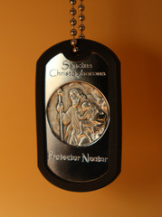 St Christopher Deep Engraved Third Dogtag in Latin