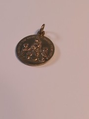 St. Dominic Queen of the Most Holy Rosary Medal Pendant Pray For Us Gold Tone