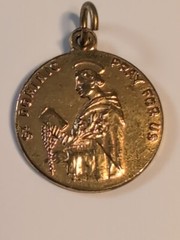St. Dominic Queen of the Most Holy Rosary Medal Pendant Pray For Us Gold Tone