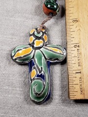 Vintage Mexico Ceramic Wall Cross Religious Christian Gift C5