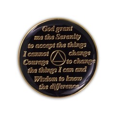 5 Year Sobriety Coin | Triplate AA Chip Recovery Anniversary Token (Black)