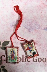 1 3/8″ x 7/8″ Red Saint Michael + Our Lady of Guadalupe Scapular