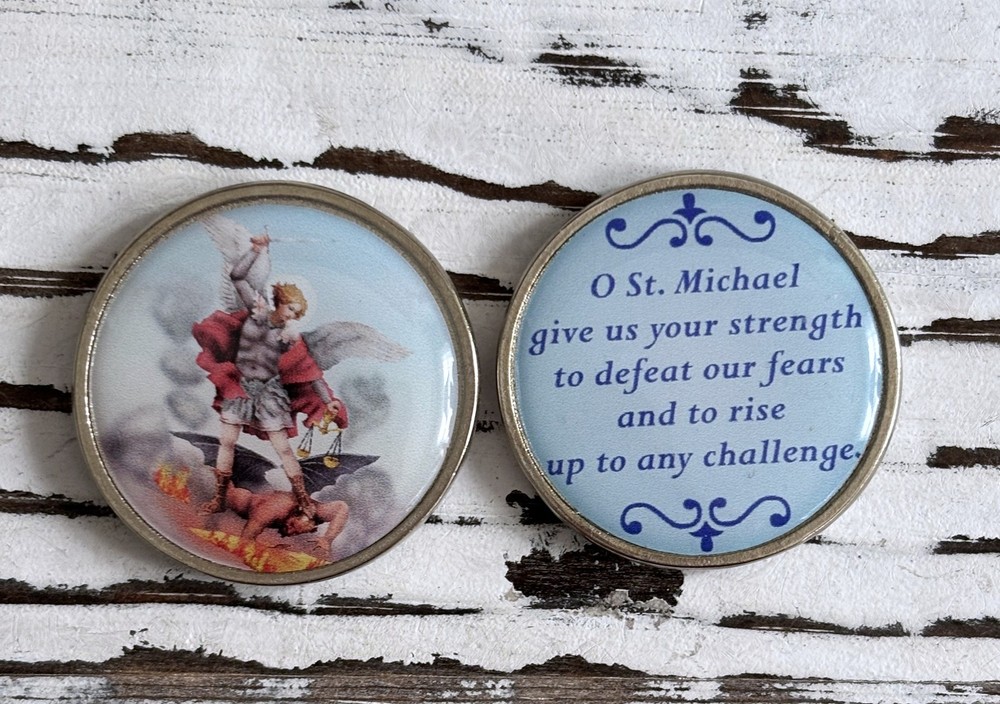 St Michael Full Color Pocket Token with Prayer Catholic Gift Protection