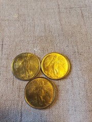 Vintage Gold Tone Guardian Angel Religious Prayer Coin / Medallion Double Sided