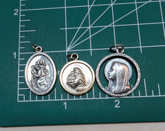 LOT OF 3 St Christopher Patron Saint Of Travel Silver Plate Medal Pendant Italy
