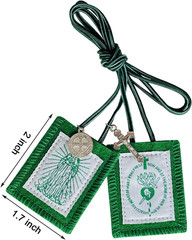 Green Scapular, 3 Pack Bulk Scapulars Catholic of Immaculate Heart of Mary Green