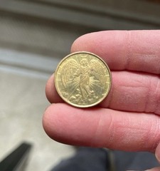 Vintage Gold Guardian Angel Medal Coin Religious