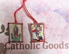 1 3/8″ x 7/8″ Red Saint Michael + Our Lady of Guadalupe Scapular