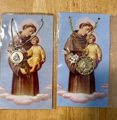 Lot 9 Catholic Medal Necklaces Religious NEW St Jude St Joseph -Anthony Prayer