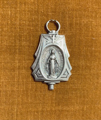 Vintage HMH Sterling Silver Art Deco Virgin Mary Miraculous Medal Pendant