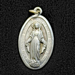 925 Sterling Silver Our Lady of the Miraculous Religious Medal 35mm Signed