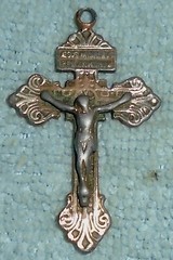 Antique 1890s Silver Plate on Brass Ornate Crucifix Good Condition Free Shipping