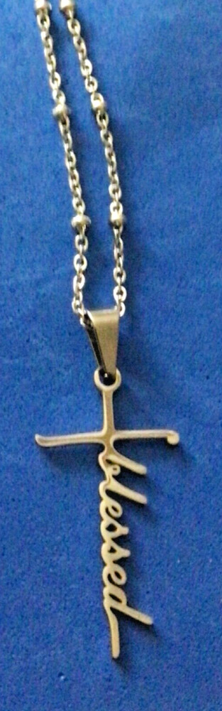 Solid Stainless Steel Blessed Cross Necklace Beaded Rosary Chain 30”