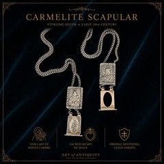 Antique Sterling Silver Carmelite Scapular Virgin Mary Sacred Heart Slid Panels