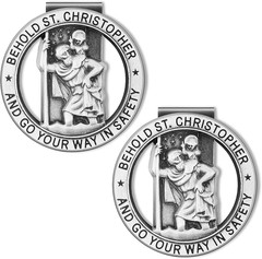 4 Pieces St Christopher Medal for Car Silver Saint Christopher Visor Clip Religi
