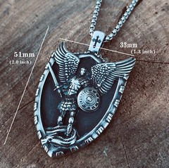 MENDEL Mens Catholic Christian Saint St Michael Medal Medallion Pendant Necklace