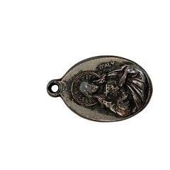 Vintage Sterling Silver 1″ St. Jude Religious Medal Pendant Made in Italy Oval