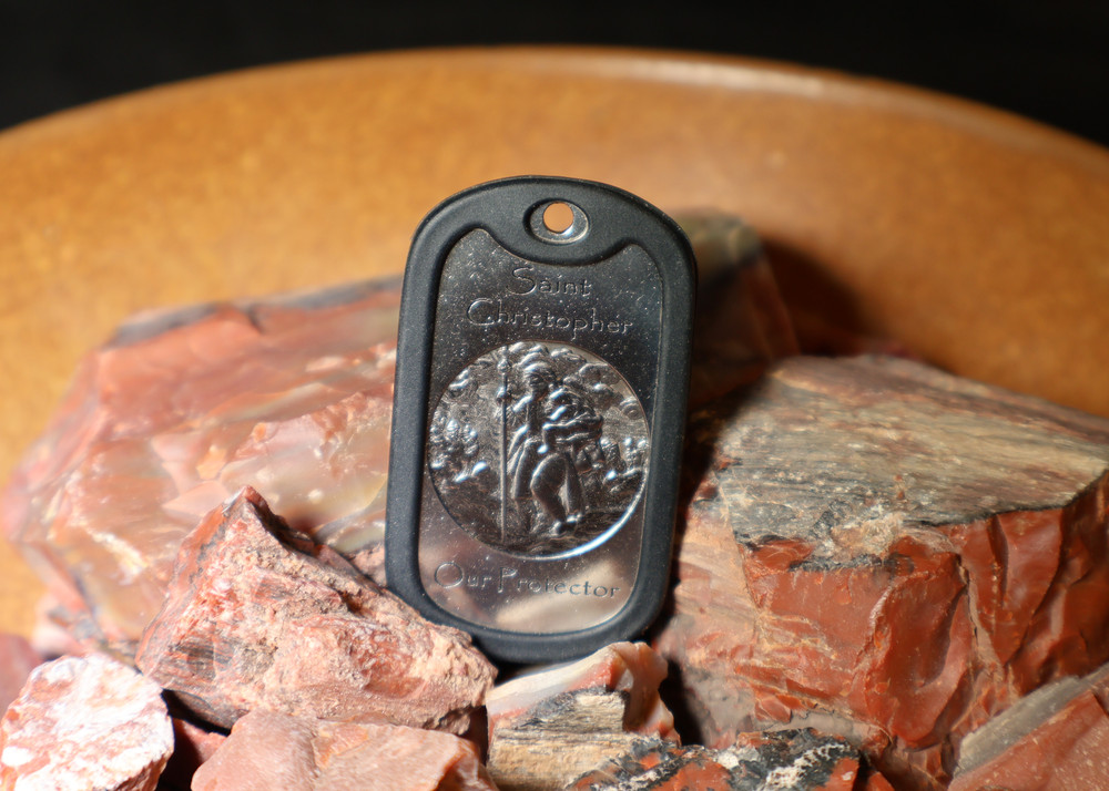 St Christopher Deep Engraved Third Dogtag in English