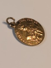 St. Dominic Queen of the Most Holy Rosary Medal Pendant Pray For Us Gold Tone