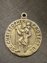 St Christopher Protect Us medal – H.F.B. Sterling Silver – 1 inch diameter