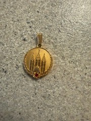 Personal Progress Medallion Young Women Womanhood Pendant Red Stone LDS Gold