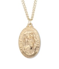 16kt Plated Sterling Silver Saint Christopher Pendant Medal Necklace With Chain