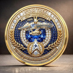 Star Trek 60th Anniversary Gold Coin 1966-2026 USS Enterprise NCC-1701 Medal Gif