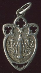 ANTIQUE FRENCH SILVER STERLING MEDAL OF MIRACULOUS LADY