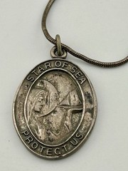 JCC Italy Stella Maris Our Lady Star of Sea 925 Sterling 19″ Necklace 1970s VTG