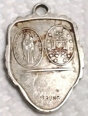 Antique Sterling Shield Religious Medal Saint Christopher Mary Sacred Heart