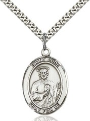 St Saint Jude Thaddeus Sterling Silver Mens Medal Pendant Necklace With Chain
