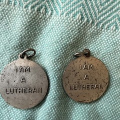 Vintage Sterling Silver Religious Pendant Charm Christian I Am a Lutheran Medal