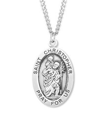 Pure .925 Sterling Silver Saint St Christopher Travelers Medal Pendant Necklace