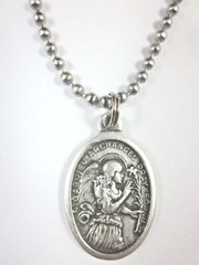 St Gabriel Archangel Medal necklace stainless steel ball chain + prayer card