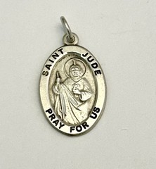 St Jude Pray for Us Charm Pendant HMH Sterling Silver Oval Metal