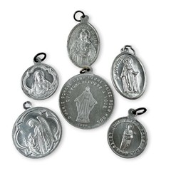 Vintage Lot of 6 Religious Medals Charms Jesus Virgin Mary St. Jude St. Dymphna