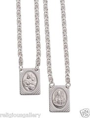 Stainless Steel Scapular, Sacred Heart of Jesus & Virgin of Mount Carmel Medal