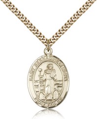 Saint Bernadine Of Sienna Medal For Men – Gold Filled Necklace On 24 Chain -…