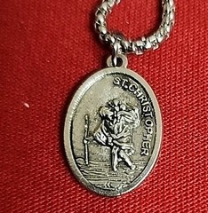 St Saint Christopher Medal Pendant Necklace Protect Us from ITALY