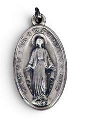 Large Sterling Silver Chinese Miraculous Medal Virgin Mary Catholic 18g 50mm