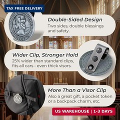 St Christopher Medal for Car – Visor Clips for Cars, Christian Car Accessory, Do