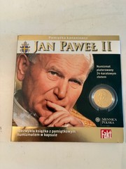Pope John Paul II 2014 Canonization Gold Plated Medal Book Mennica Jan Pawel II